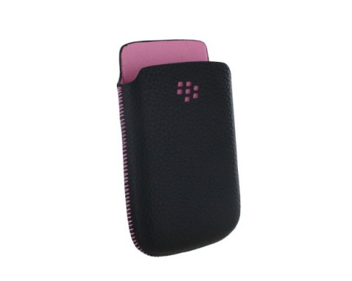 Чехол Кожаный Чёрно-Розовый BlackBerry 9800/9810 Torch